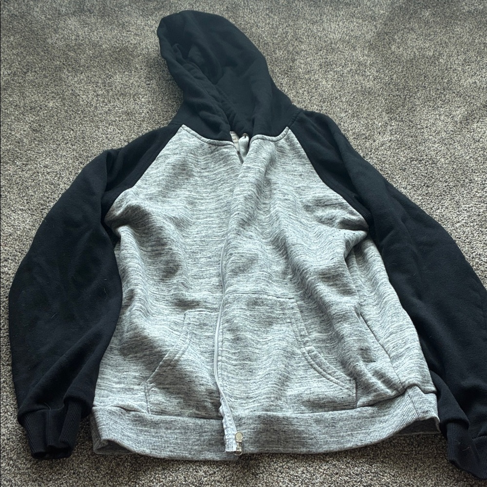 Doublju Women's Zip-Up Sweater in Black and Gray